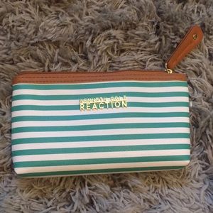 Kenneth Cole Green Striped makeup bag